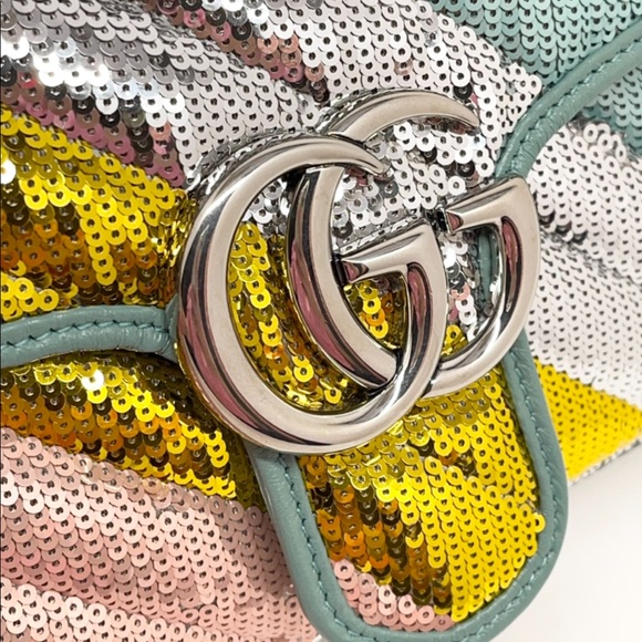 Gucci Limited Edition GG Marmont Sequins Pastel Crossbody Bag - Picture 5 of 12